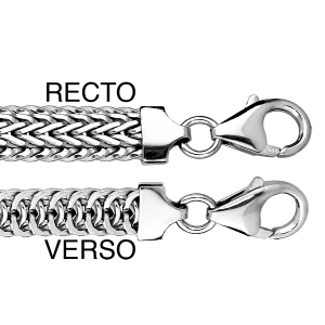 BRACELET ARGENT MASSIF RHODIÉ MAILLE QUEUE DE RENARD 19,5CM