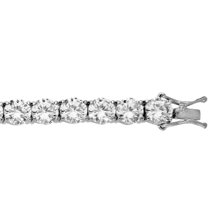 BRACELET ARGENT RHODIÉ RIVIERE ARTICULEE OXYDES BLANCS SERTIS 18,5CM