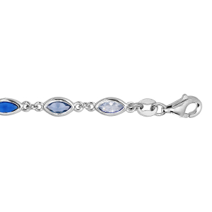 BRACELET ARGENT RHODIÉ OXYDES DEGRADE DE BLEU ET BLANCS 16+3CM
