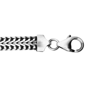 BRACELET ARGENT MASSIF PATINÉ MAILLE QUEUE DE RENARD 19CM