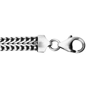 BRACELET ARGENT MASSIF PATINÉ MAILLE QUEUE DE RENARD 20,5CM