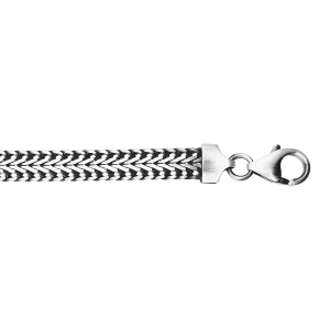 BRACELET ARGENT MASSIF PATINÉ MAILLE QUEUE DE RENARD 20,5CM