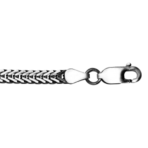 BRACELET ARGENT MASSIF PATINÉ MAILLE CARRÉ QUEUE DE RENARD 20,5CM