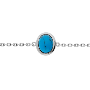 BRACELET ARGENT RHODIÉ TURQUOISE IMITATION 16+3CM