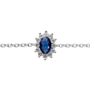 BRACELET ARGENT RHODIÉ OXYDE BLEU ROYAL CONTOUR OXYDES BLANCS 16+3CM