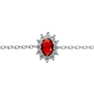 BRACELET ARGENT RHODIÉ OXYDE ROUGE ET CONTOURS OXYDES BLANCS 16+3CM