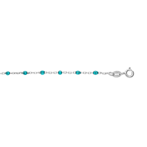 BRACELET ARGENT RHODIÉ OLIVES RÉSINE BLEU TRANSPARENT  15+3CM
