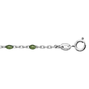 BRACELET ARGENT RHODIÉ OLIVES RÉSINE VERTE 15+3CM