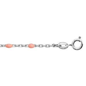 BRACELET ARGENT RHODIÉ OLIVES RÉSINE ROSE 15+3CM