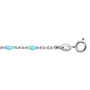 BRACELET ARGENT RHODIÉ OLIVES RÉSINE TURQUOISE IMITATION 15+3CM