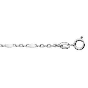 BRACELET ARGENT RHODIÉ OLIVES RÉSINE BLANCHE 15+3CM