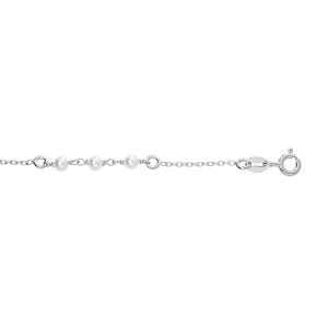 BRACELET ARGENT RHODIÉ  9 PERLES BLANCHES IMITATION 16+3CM