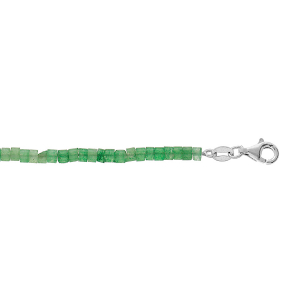 BRACELET ARGENT RHODIÉ RONDELLES PIERRE JADE VERT VÉRITABLE 17+3CM
