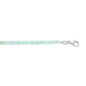 BRACELET ARGENT RHODIÉ RONDELLES PIERRE TURQUOISE VERITABLE 17+3CM