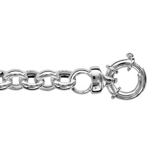 BRACELET ARGENT RHODIÉ  MAILLE JASERON FERMOIR BOUEE 20CM