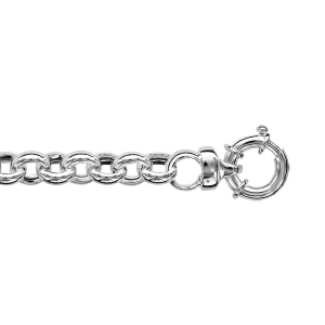 BRACELET ARGENT RHODIÉ  MAILLE JASERON FERMOIR BOUEE 20CM