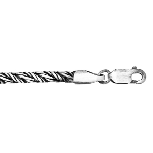BRACELET ARGENT PATINÉ MAILLE RONDE 19CM