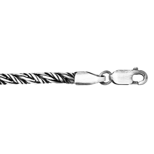BRACELET ARGENT PATINÉ MAILLE RONDE 20,5CM