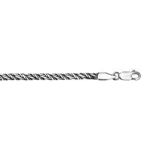 BRACELET ARGENT PATINÉ MAILLE RONDE 20,5CM