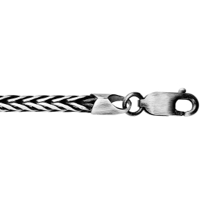 BRACELET ARGENT MASSIF PATINÉ MAILLE RONDE PALMIER 19CM