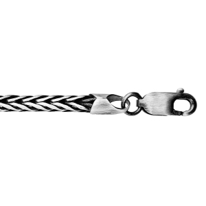 BRACELET ARGENT MASSIF PATINÉ MAILLE RONDE PALMIER 20,5CM