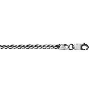 BRACELET ARGENT MASSIF PATINÉ MAILLE RONDE PALMIER 20,5CM