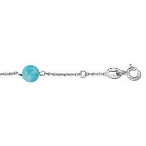 BRACELET ARGENT RHODIÉ 3 BOULES BLEU HEMIMORPHITE VÉRITABLES 16+3CM