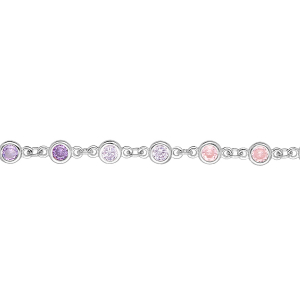 BRACELET ARGENT RHODIÉ PIERRES RONDES MULTI COULEURS 14+2CM