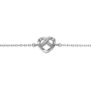 BRACELET ARGENT RHODIÉ COEUR ET INFINI OXYDES BLANCS SERTIS 16,5+3CM