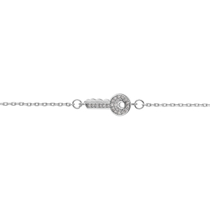 BRACELET ARGENT RHODIÉ CLEF OXYDES BLANCS SERTIS 16+3CM