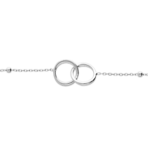 BRACELET ARGENT RHODIÉ DOUBLE CERCLE ENTREMÉLÉ 15+3CM