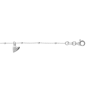 BRACELET ARGENT RHODIÉ PAMPILLE 3 COEURS 15+3CM