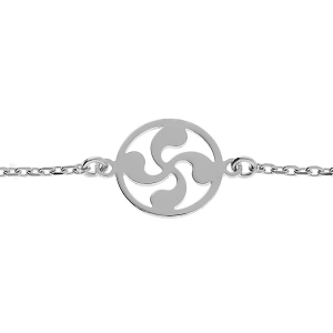 BRACELET ARGENT RHODIÉ CROIX BASQUE 15+3CM