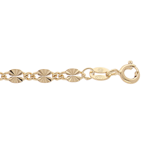 BRACELET ARGENT ET DORÉ JAUNE PETITE PASTIILES DIAMANTEES 16+3CM