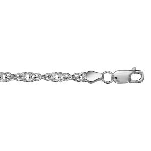 BRACELET ARGENT CHAINE SINGAPOUR VRILLEE 18CM