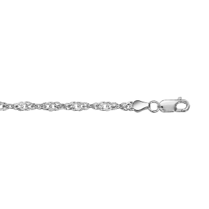 BRACELET ARGENT CHAINE SINGAPOUR VRILLEE 18CM