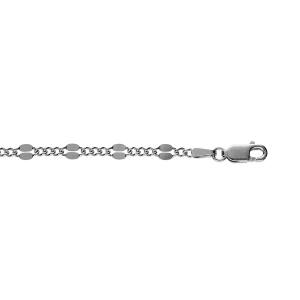 BRACELET ARGENT RHODIÉ MAILLE FANTAISIE MAILLE STYLE GOURMETTE 18CM