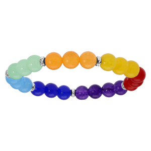 BRACELET ARGENT RHODIÉ EXTENSIBLE BOULES PIERRES JADÉITE COULEUR CHAKRA 8MM ET RONDELLES