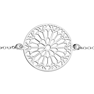 BRACELET ARGENT RHODIÉ ROSACE 16+3CM