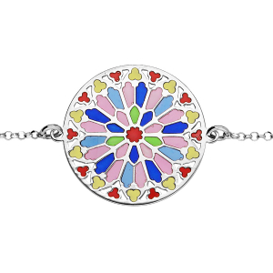BRACELET ARGENT RHODIÉ VITRAIL ROSACE 16+3CM