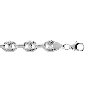 BRACELET ARGENT GRAIN DE CAFÉ MARTELÉ 19,5CM