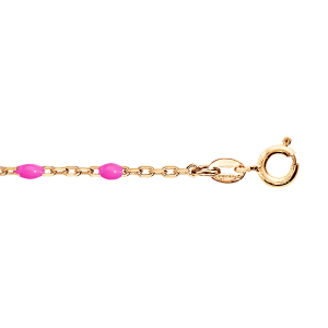 BRACELET ARGENT ET DORURE JAUNE OLIVES RÉSINE ROSE FLUO 15+3CM