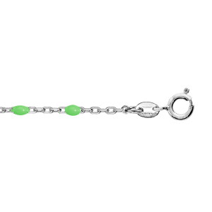 BRACELET ARGENT RHODIÉ OLIVES RÉSINE VERT FLUO 15+3CM