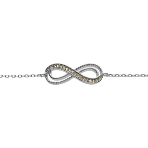 BRACELET ARGENT RHODIÉ MOTIF INFINI AJOURÉ AVEC OXYDES COULEUR MIEL  SERTIS 16+3CM