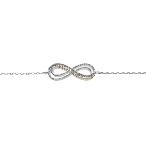 BRACELET ARGENT RHODIÉ MOTIF INFINI AJOURÉ AVEC OXYDES COULEUR MIEL  SERTIS 16+3CM