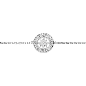 BRACELET ARGENT RHODIÉ ETOILE DU NORD OXYDES BLANCS SERTIS 16+2CM
