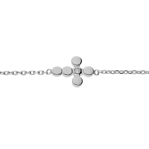 BRACELET ARGENT RHODIÉ CROIX 1 OXYDE BLANC SERTI 16+2CM