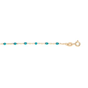 BRACELET ARGENT ET DORURE JAUNE OLIVES RÉSINE BLEU TRANSPARENT 15+3CM