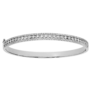 BRACELET ARGENT RHODIÉ JONC ARTICULÉ OXYDES BLANCS SERTIS 65X55MM