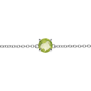 BRACELET ARGENT RHODIÉ PIERRE VÉRITABLE VERT PÉRIDOT 6,5MM 15+4CM